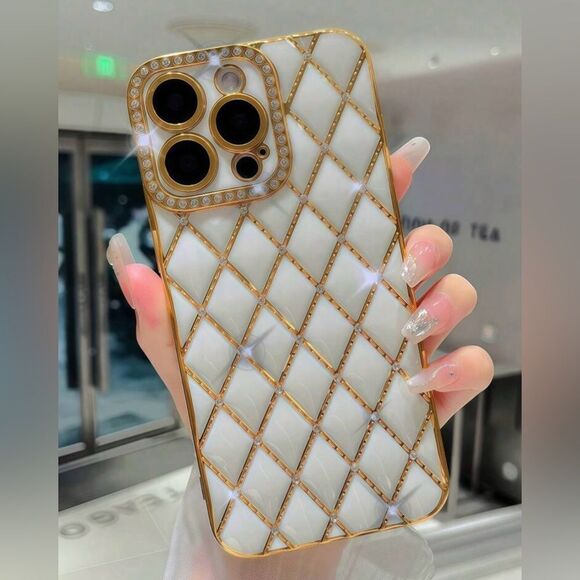 Luxury Gold and White IPhone 16 pro max Case - Picture 3 of 6